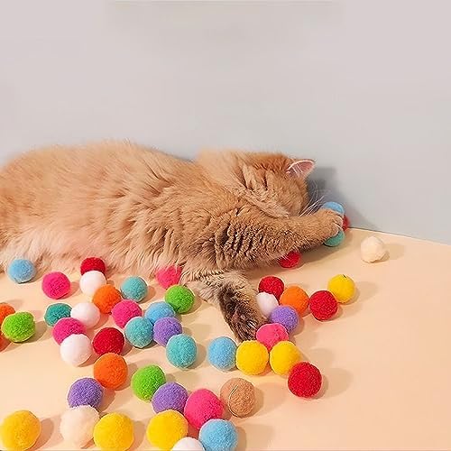 Aiersa Cat Toy Ball Launcher, Plush Ball Shooting Gun with 20 Pom Pom Balls, Interactive Indoor Cat Fetch Toy