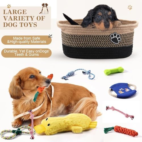Zopeal Dog Toy Gift Basket Set for Puppy Birthday, Black