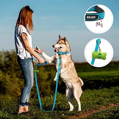 azuza Reflective Dog Collar, Neoprene Padded Medium Dog Collar, M