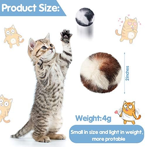 Skylety 8 Pack Cat Pom Poms Ball with Catnip Large Cat Balls Soft No Bells Quiet Interactive Toys Cute Fuzzy Artificial Balls Faux Fur 2 Inches for Kitten Pet Gifts Chasing Playing Exercising Indoor