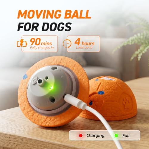 QDAN Interactive Dog Toys, Automatic Moving Dog Balls with 3 Modes, 2.7Inch