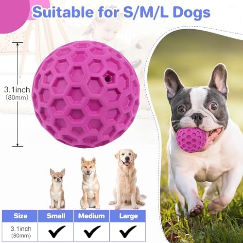 DISSKNIC Indestructible Squeaky Dog Balls, Dog Toys for Aggressive Chewers Large Breed for Relieving Anxiety, Tough Dog Chew Toys Balls for Aggressive Chewers, Outdoor Squeaky Cognitive Dog Toys