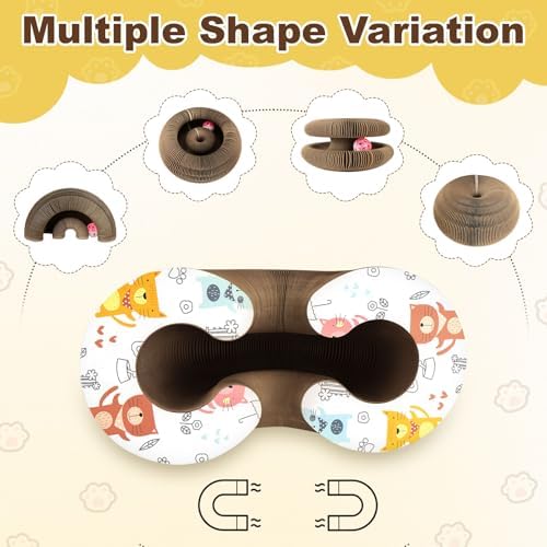 Kitty Curls Cat Toy, Magic Organ Cat Scratching Board with Bell-Ball