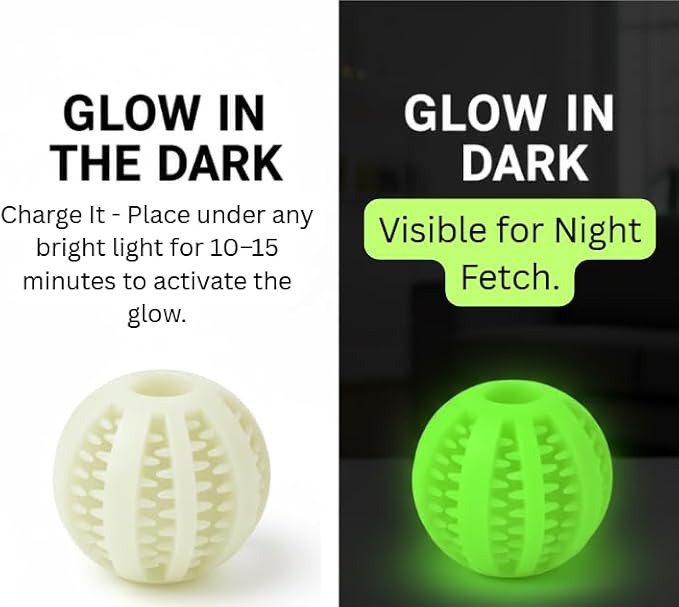 Glow in the Dark Treat Dispensing Dog Ball, Interactive Slow Feeder