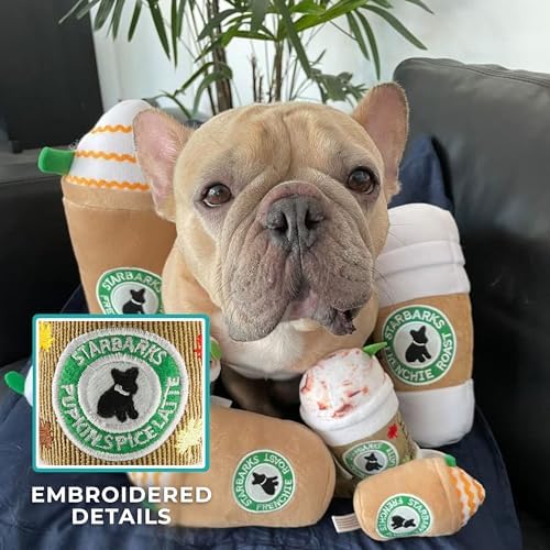 Haute Diggity Dog Starbarks Pupkin Spice Latte Plush Dog Toy, Drink Parody