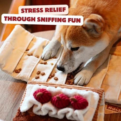 Dog Puzzle Toys - Enrichment Squeaky Snuffle Treat Dispensing, Interactive Dog Toys for Boredom and Mental Stimulating, Cherry Roll Cake Mat Dog Toy for Small, Medium and Large Dogs