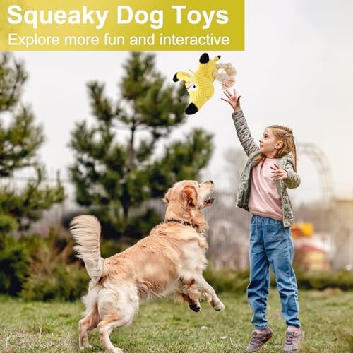 Letsmeet Squeaky Plush Dog Toys - Rope-Designed Interactive Dog Chew Toy for Large Dogs, Puppy Toys for Tug of War, Durable Pet Toys for Dogs