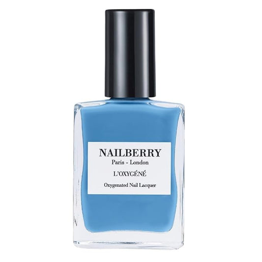 Nailberry L'Oxygéné Oxygenated Nail Lacquer | Mistral Breeze | Creamy Pastel Blue Opaque Polish | UV Protected Long-Wear Nail Polish | 12-Free | Vegan | Certified Halal | Cruelty & Gluten Free | 15 ml