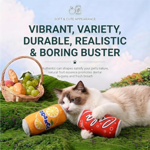 Cookies Beer Cola Whisky Orange-Juice Chips Stylish Squeaky Toys for Aggressive Chewers, Durable Squeak for Puppy Teething, Interactive Plush for Boredom and Anxiety Relief(Cola)