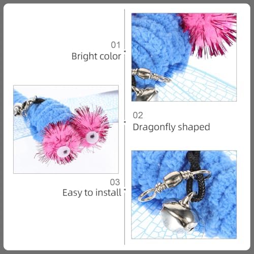 Toyvian 5 Pcs Replacement Dragonfly Heads for Interactive Cat Teaser Wand Toys Durable Plush Refill Kit for Engaging Indoor Kitten Play