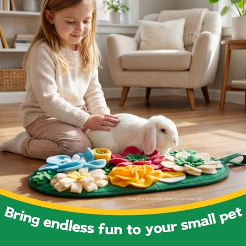 Guinea Pig Snuffle Mat, Rabbit Foraging Mat, Interactive Enrichment Feeding Toy with Slow Feeding Design, Encourages Natural Foraging Skills for Hamsters, Hedgehogs, Kittens & All Small Animals