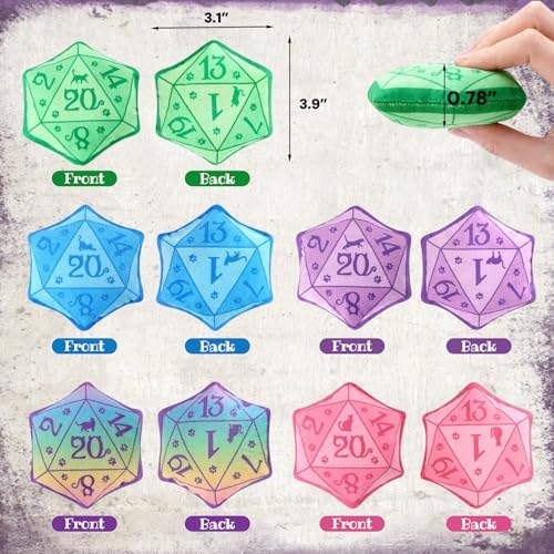 CiyvoLyeen Plush D20 Dice Catnip Toys for Indoor Cats 5 Pack