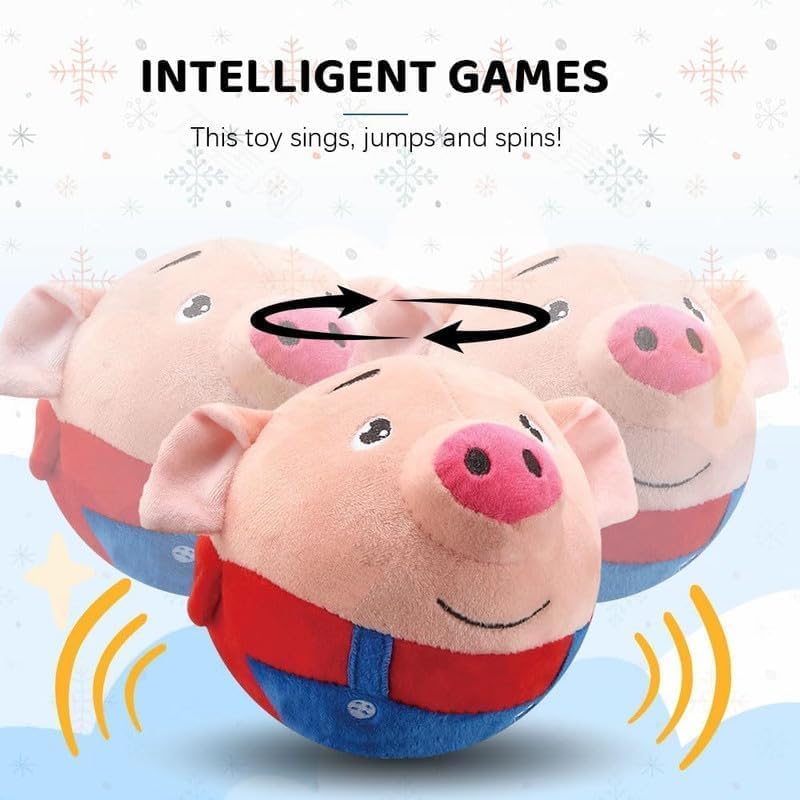 Active Moving Pet Plush Toy Interactive Dog Toys, Squeaky Moving Dog Ball Toy, Washable Cartoon Pig Plush Sound Electronic Dog Toy, Shake Bounce Boredom Talking Toys for Dog Pets Cats1, pink