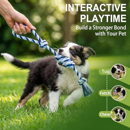 Dog Rope Toys for Small Dogs & Puppies, Pink Cotton Teething Toys