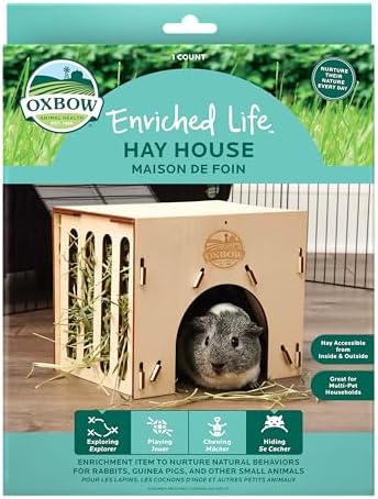 Oxbow Enriched Life Hay House Toy for Rabbits, Guinea Pigs, Hamsters, Rabbits, Chinchilla, Rat, Cage Accessories for Chinchillas, Guinea Pig Cage Accessories