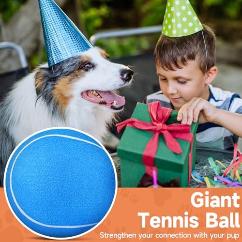 QDAN Dog Tennis Balls, Large Big Dog Toys, Herding Ball for Dogs, 9.5 Inch
