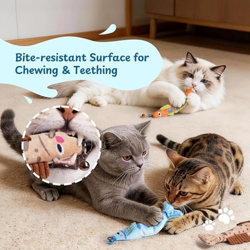 Catnip Toys, [12000mg] Extra Large Toys for Indoor Cats with Removable Bell, 100% Natural North American Catnip Floppy Fish Cat, Crinkle Sound & Soft Cotton-Free Surface