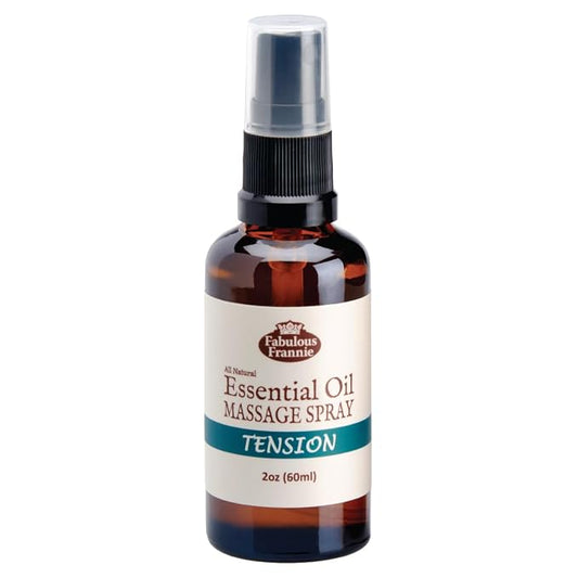 Fabulous Frannie Tension Massage Spray All Natural Carrier Oils and Pure Essential Oils Grapefruit, Lavender, Peppermint and Rosemary 2oz