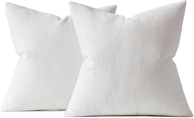MIULEE Pack of 2 Pure White Decorative Pillow Covers 18x18 Inch | Soft Chenille Couch Throw Pillows Farmhouse Cushion Covers for Home Decor Sofa Bedroom Living Room