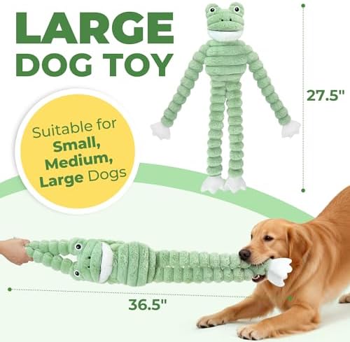 PrimePets 27” Plush Squeaky Dog Toys for Medium Large Dogs, Frog Dog Toy