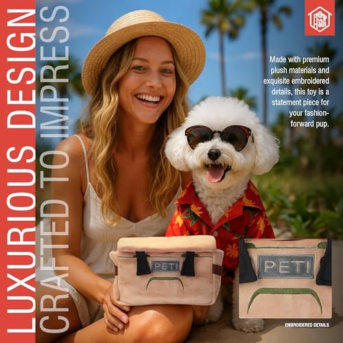 Peti Cooler – Luxurious Parody Plush Dog Toy Cooler with Premium Fabric, Embroidered Details, Holds Chomp Haus Plush Can Toys, Designer-Inspired Gift for Large Dogs & Dog Lovers