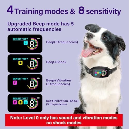 Dog Bark Collar, Rechargeable Anti Barking Device with 4 Modes & Long Battery Life, Adjustable Beep Vibration Static Shock Training Collar for Small Medium Large Dogs