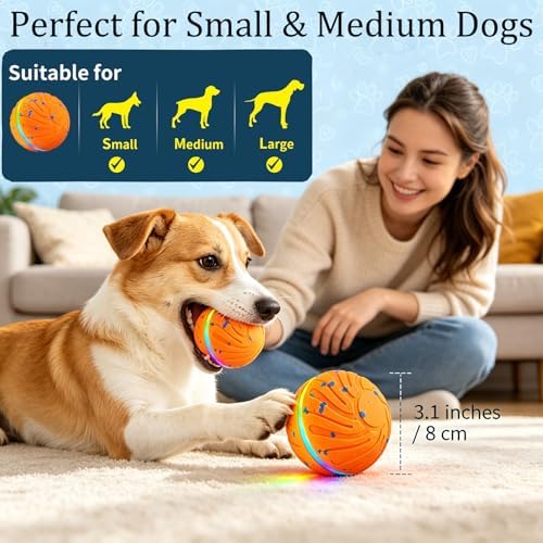 Interactive Dog Ball Toy, 3 Play Modes Smart Moving Bouncing Dogs Ball