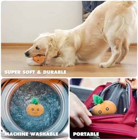 7" Squeaky Plush Toy for Puppies Small Dogs Self Etertainment Washable Soft Made [PET ONLY] (Little Pumpkin)