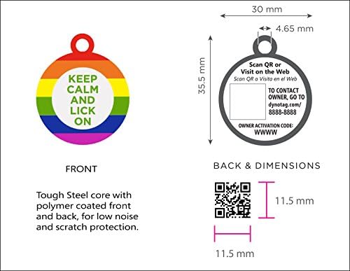 Dynotag® Web Enabled Super Pet ID Smart Tag with DynoIQ™ & Lifetime Recovery Service. Play Series: Round (Keep Calm)