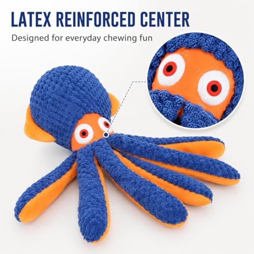 Octopus Dog Toy, Squeaky Crinkle Plush Toy for Small & Medium Dogs