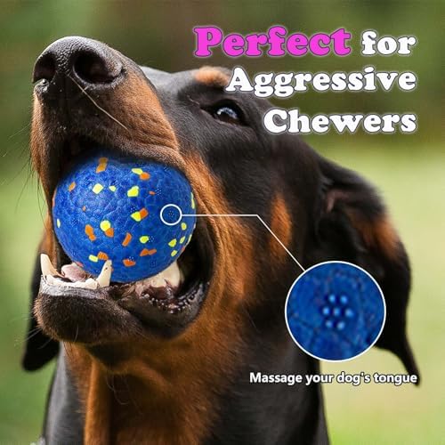 Dog Ball Toys Dog Tennis Ball for Aggressive Chewers Indestructible Bouncy Lightweight Water Toy Fetch Ball for Large Medium and Small Dog