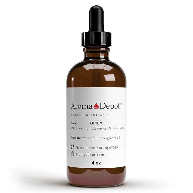 Aroma Depot Opium Fragrance Oil 120ml Premium Opium Essential Oil with Dropper for Candle Making, Soap Making & Bath Bombs. Undiluted & Alcohol-Free Scented Oil. (4 fl oz.)