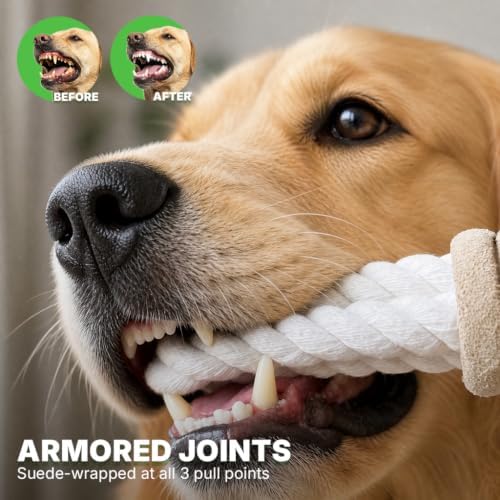 3 Way Dog Toys, Dog Tug Toy for Multiple Dogs and Aggressive Chewers
