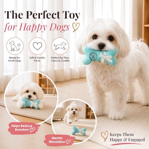 Dog Diggin Designs Sniffany & Co Petite Plush Dog Toy Bone | Luxury-Inspired Parody Designer Bone with Built-in Squeaker, Soft Plush Chew & Play Dog Toy – Prêt-à-Porter Play!