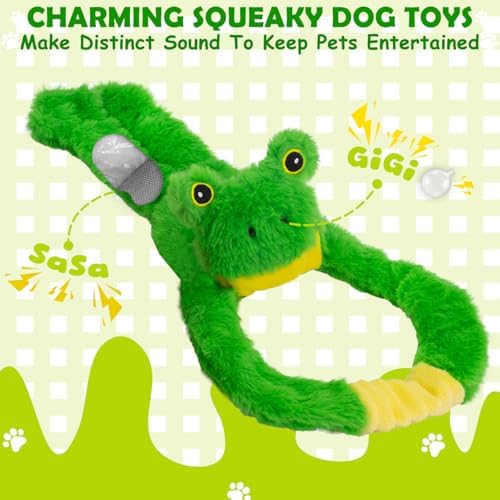 No Stuffing 3-Pack Dog Toys, Squeaky Plush with Crinkle Toy for Medium Pets