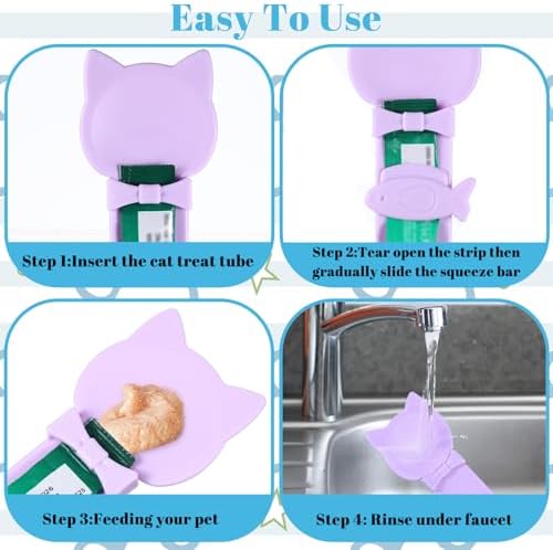 3 Pcs Cat Treat Spoon Squeeze, Cute Pet Feeder Spoon, Multi-Function Lickable Wet Food Dispenser for Liquid Snack Puree Pet Supplies (3 Colors)
