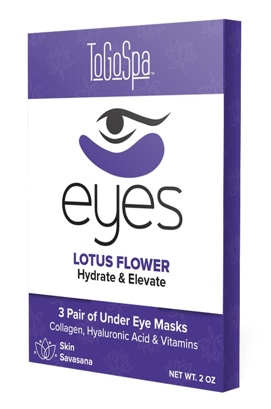 ToGoSpa Lotus Flower EYES Premium Anti-Aging Collagen Gel Pads for Puffiness, Dark Circles, and Wrinkles – Under Eye Rejuvenation for Men & Women - 1 Pack - 3 Pair