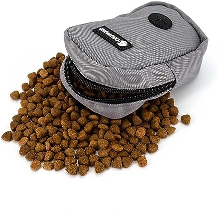 Small Treat Pouch Dog Treat Dispenser with Waste Bag Dispenser for Leash Walking, Portable, Poop Bag Holder, Hand Free, Gray