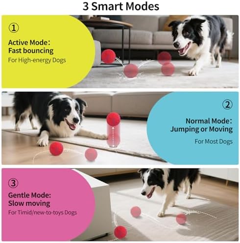 SCHITEC Interactive Dog Toy Ball – Automatic Moving & Bouncing Balls for Large Dogs, Rechargeable Motorized Dog Ball, Stimulating Pet Toy for Active & Bored Medium Large Dogs (Red)