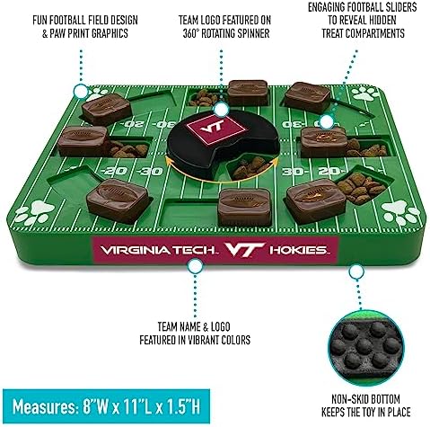 Pets First NCAA Virginia TECH Hokies Puzzle Toy, Puzzle Treat Dog Toy, Interactive Dog Treat Toy, Dog Puzzle Feeding Slow Toy