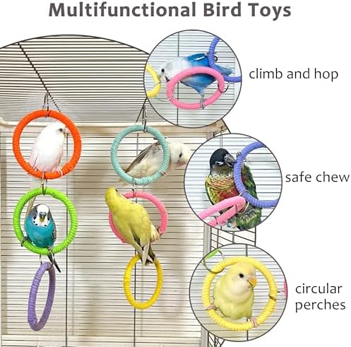 6-Ring Bird Swing Toy for Cage, DIY Cotton Rope for Parrot Soft Grip