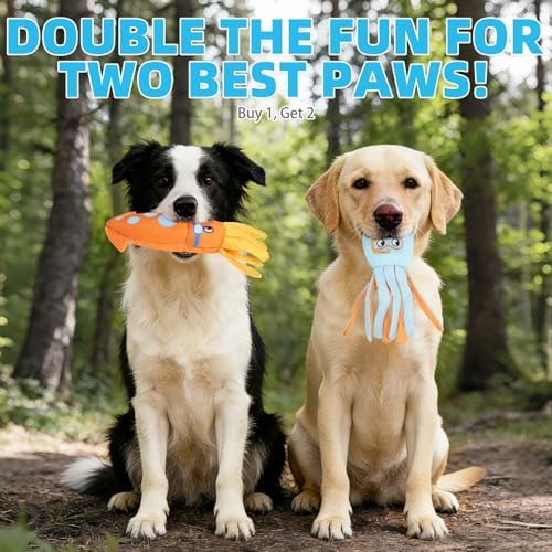 KOOLTAIL Squeaky Floating Dog Toys, 2 Pack Dog Pool Toys for Water Fetch and Training, Interactive Summer Outdoor Essentials Durable Pet Chew Toy for Small Medium Large Dogs, Cute Octopus & Squid