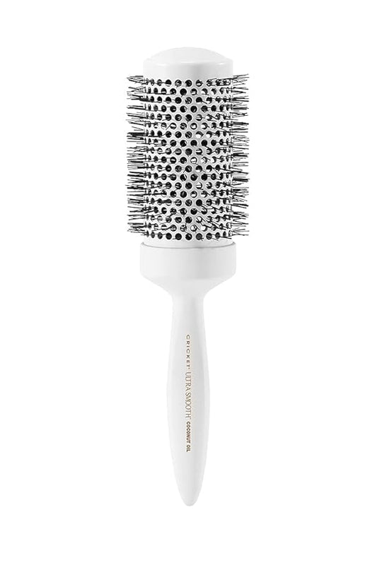 Cricket Ultra Smooth Coconut Thermal Hair Brush – 2” Ceramic Barrel, Coconut Oil and Keratin-Infused, Anti-Static Heat-Resistant Bristles, Textured Handle for Styling All Hair Types
