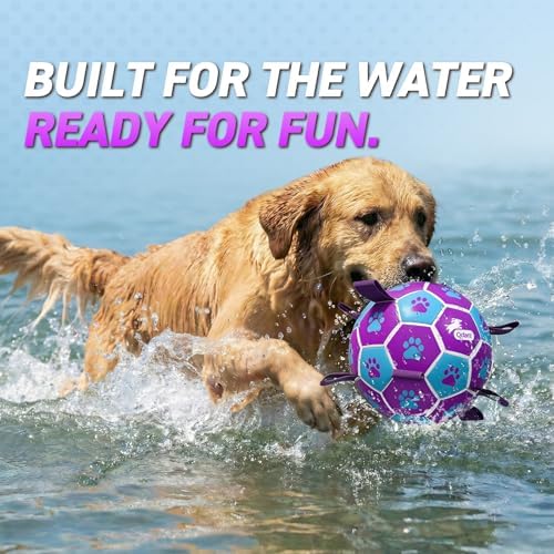 QDAN Dog Ropes Toys, Soccer Ball with Straps, Tug of Toy, Dog Birthday Toy
