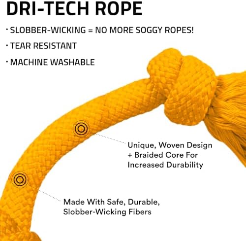 Playology Tug Rope Dog Toys for Medium Dogs - Medium, Cheddar Cheese Scent