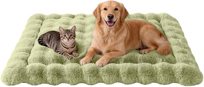 SOMAHE Plush Dog Bed Mat, Machine Washable, Large 35x27 Fruit Green | Machine Washable + Non-Slip Paw Bottom: plush dog mat stays fluffy and helps reduce sliding on indoor floors.