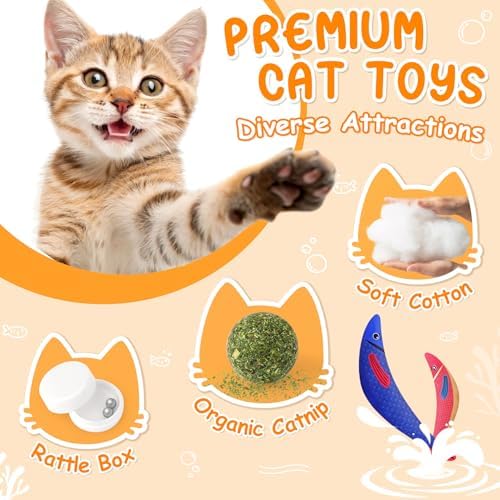 Cat Toys for Indoor Cats, 6 Pack Interactive Catnip Toys for Bored