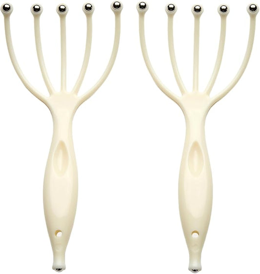 Head Massager,Protable Handheld SPA Scalp Massage Tool for Deep Relaxation & Stress Reduction Wet and Dry in The Office Home SPA (2-Pack) (White White)