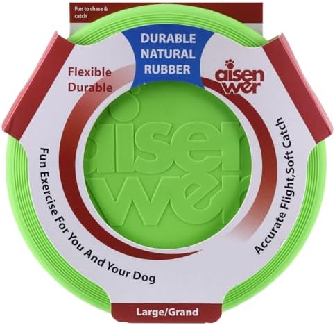 Dog Flying Disc - Durable Rubber Dog Toy for Fetch - Interactive Lightweight Flyer Dog Toys for Outdoor Playtime - Safer Disc for Healthy Activity - for Medium/Large Dogs (Green)