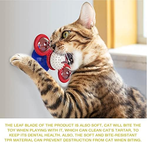GBSYU Interactive Windmill Cat Toys with Catnip : Cat Toys for Indoor Cats Funny Kitten Toys with LED Light Ball Suction Cup‖Cat Nip Toy for Cat chew Exercise (Multi-Colored)